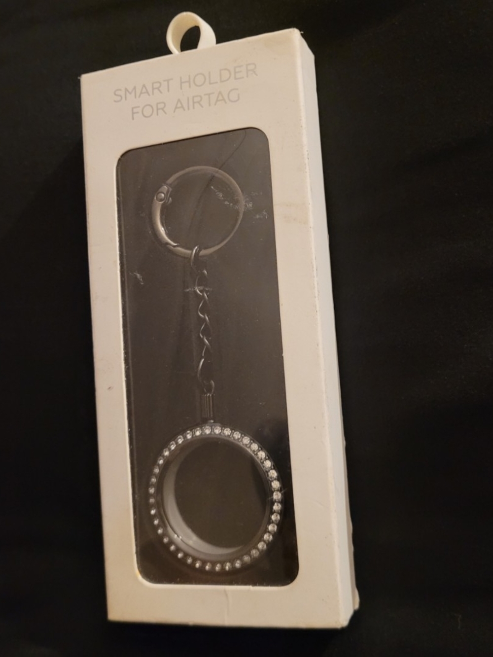 Rhinestone Silver Keyring AirTag Holder